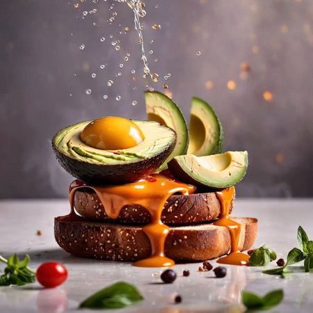 Avocado toast, dynamic food photographyの素材