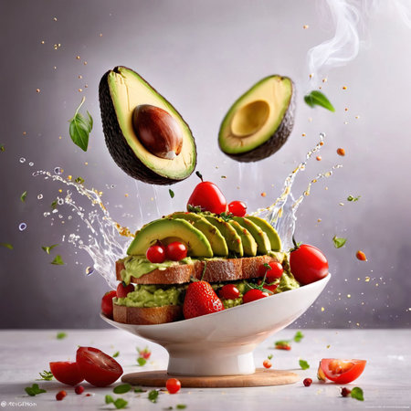 Avocado toast, dynamic food photographyの素材