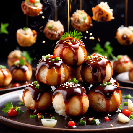Takoyaki balls, traditional Japanese snack cuisineの素材