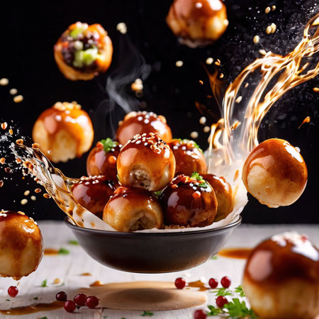 Takoyaki balls, traditional Japanese snack cuisineの素材