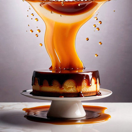 Creme caramel flan pudding dessert with sauceの素材