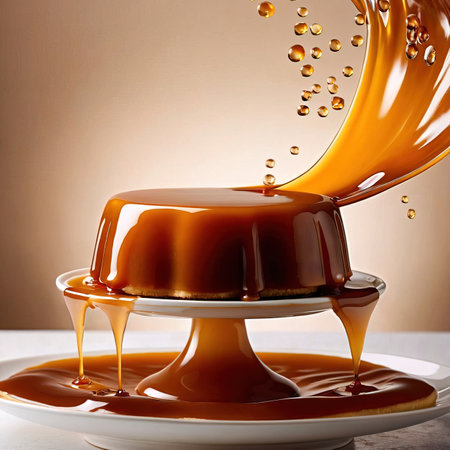 Creme caramel flan pudding dessert with sauceの素材