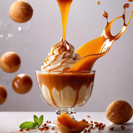 Creme caramel flan pudding dessert with sauceの素材