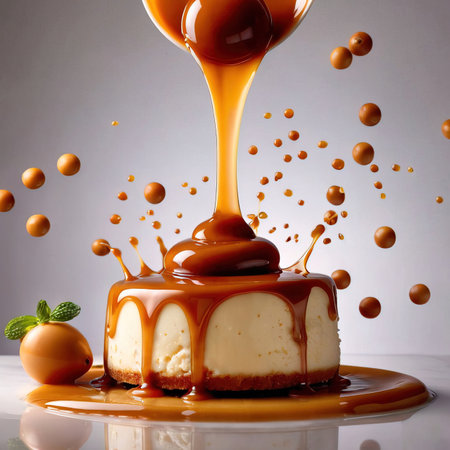 Creme caramel flan pudding dessert with sauceの素材