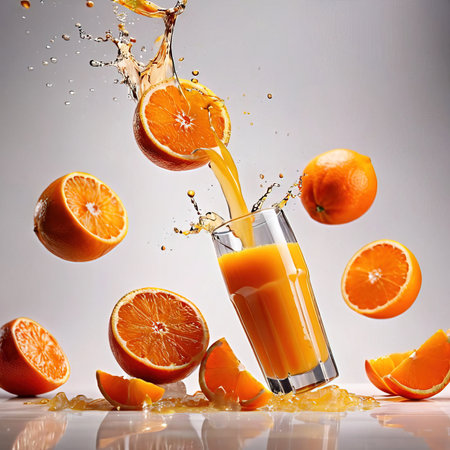 Fresh squeezed orange juice, with dynamic splash effectの素材