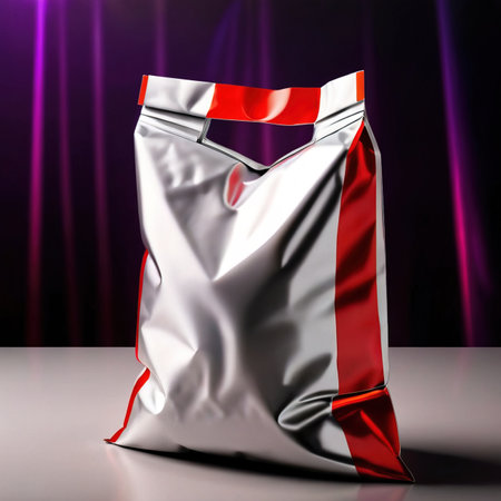 Plastic bag pouch, generic blank product packaging mockupの素材