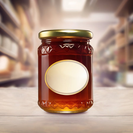 Jar of berry jam, strawberry fruit preserves jelly, blank generic product packaging mockupの素材