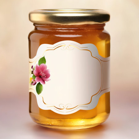 Jar of honey, blank empty generic product packaging mockupの素材
