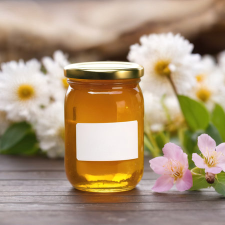 Jar of honey, blank empty generic product packaging mockupの素材