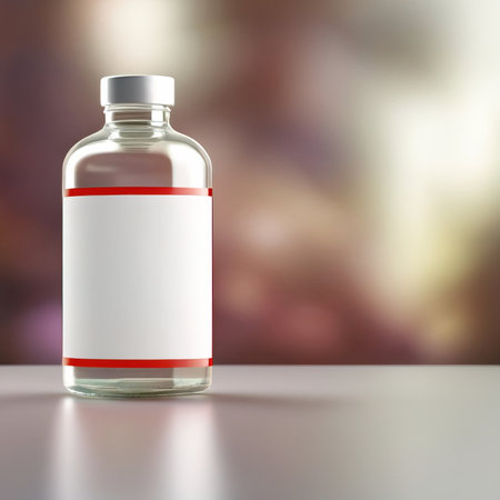 Glass bottle jar with medicine, medical healthcare treatment, blank empty generic product packaging mockupの素材