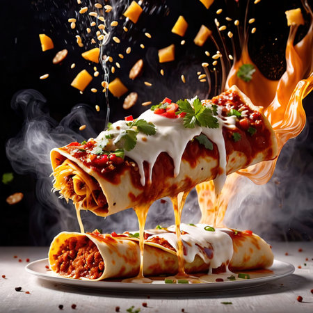 Enchilada wraps, traditional Mexican cookingの素材