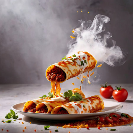 Enchilada wraps, traditional Mexican cookingの素材