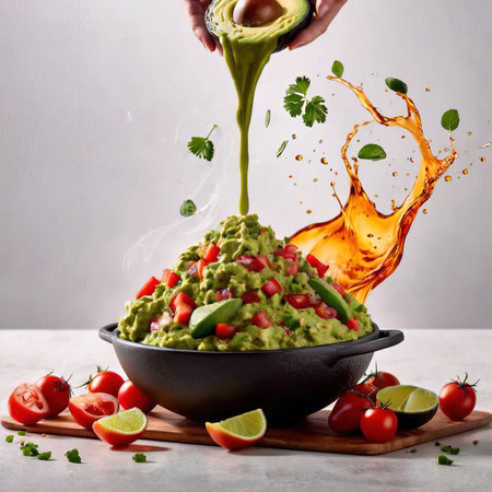 Guacamole, traditional Mexican avocado sauce dipの素材