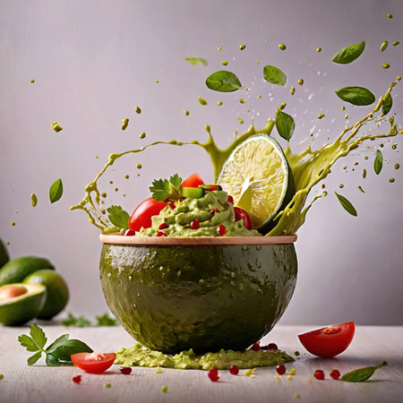 Guacamole, traditional Mexican avocado sauce dipの素材
