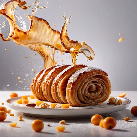 Apple strudel, traditional German baked fruit pastry dessertの素材