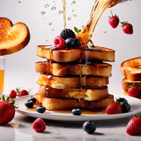 French toast, sweet fried bread with eggsの素材