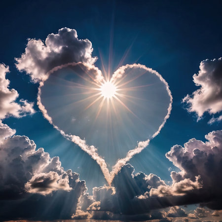 Heart shaped clouds, symbolizing hope of love and romance to celebrate Valentine's Dayの素材