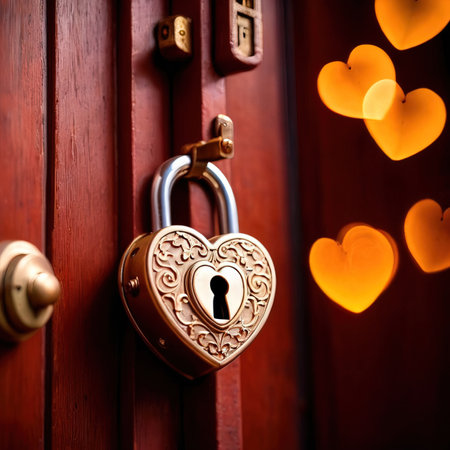 Heart shaped lock, symbolizing unlocking of love and romance to celebrate Valentine's Dayの素材