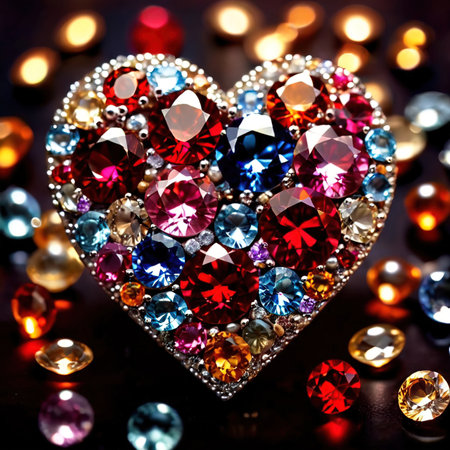 Heart made from gems, symbolizing rare and precious love and romance to celebrate Valentine's Dayの素材