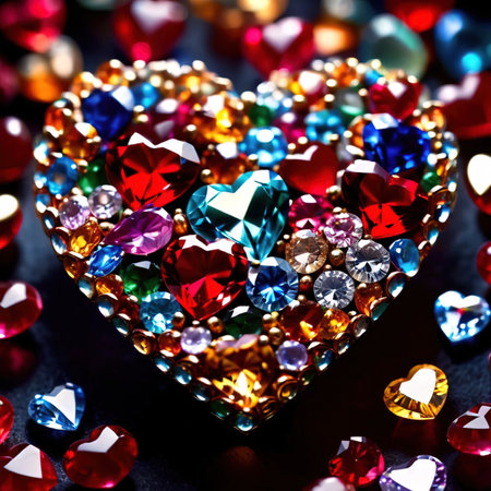 Heart made from gems, symbolizing rare and precious love and romance to celebrate Valentine's Dayの素材