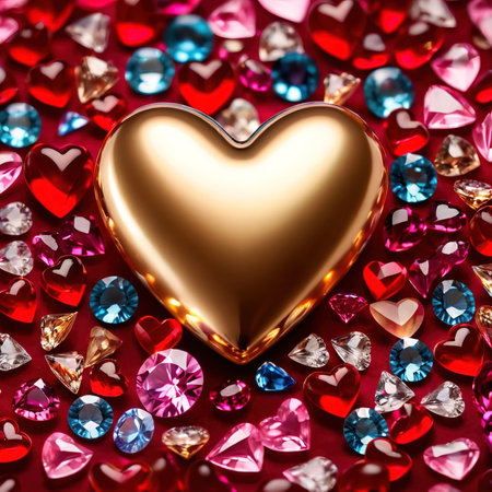 Heart made from gems, symbolizing rare and precious love and romance to celebrate Valentine's Dayの素材