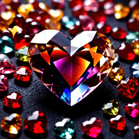 Heart made from gems, symbolizing rare and precious love and romance to celebrate Valentine's Dayの素材