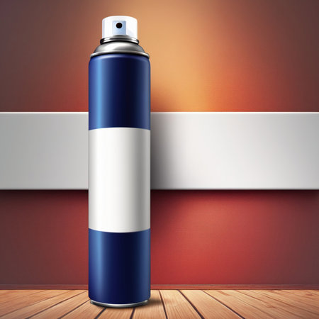 Aerosol spray can, empty blank generic product packaging mockupの素材