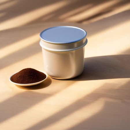 Container of coffee powder,  empty blank generic product packaging mockupの素材