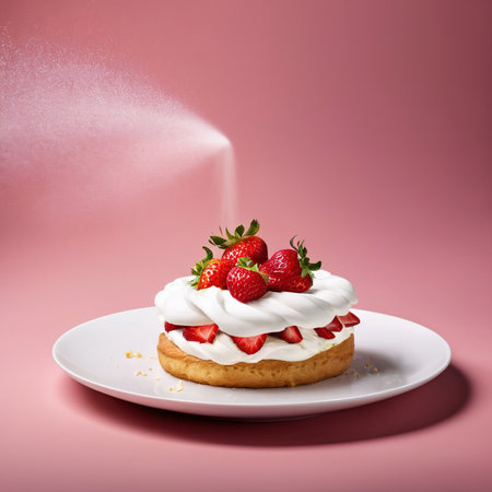 Strawberry shortcake, sweet dessert with berries and creamの素材
