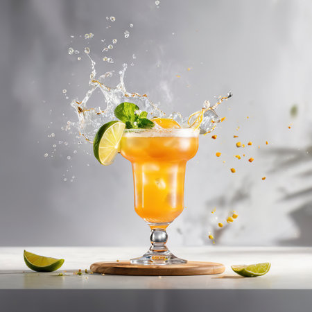 Margarita cocktail, mixed alcoholic drink served in glassの素材