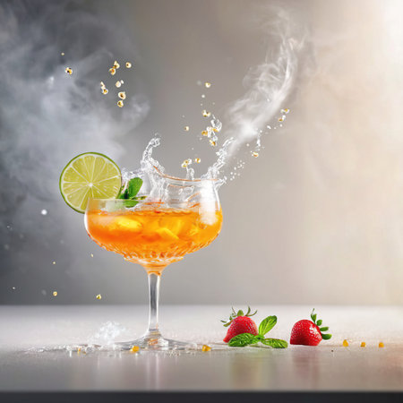 Margarita cocktail, mixed alcoholic drink served in glassの素材