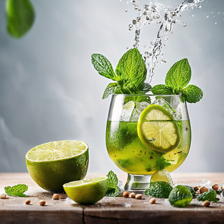Mojito cocktail, mixed alcoholic drink served in glassの素材