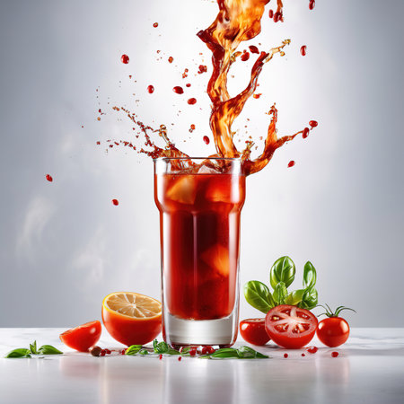 Bloody Mary cocktail, mixed alcoholic drink served in glassの素材