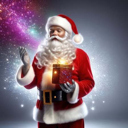 Santa Claus, seasonal xmas holiday icon, sparkling glitter effectの素材