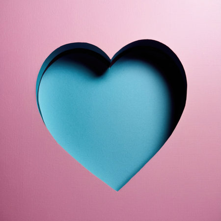 Hearts made of paper, traditional papercut paper crafted handmade decoration children illustrationの素材
