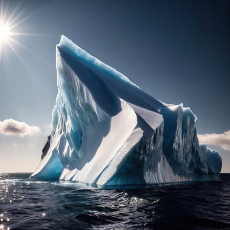 Iceberg, frozen ice on sea, showing hidden risk and dangerの素材