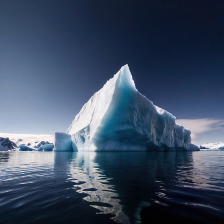 Iceberg, frozen ice on sea, showing hidden risk and dangerの素材