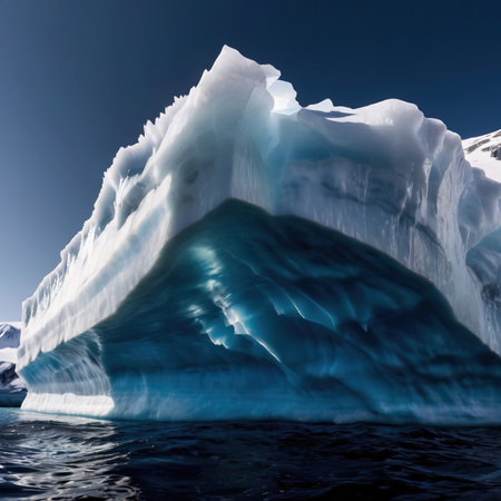 Iceberg, frozen ice on sea, showing hidden risk and dangerの素材