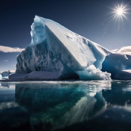 Iceberg, frozen ice on sea, showing hidden risk and dangerの素材