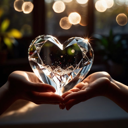 Shattered, broken heart made from glass, fragile romantic relationship that failedの素材