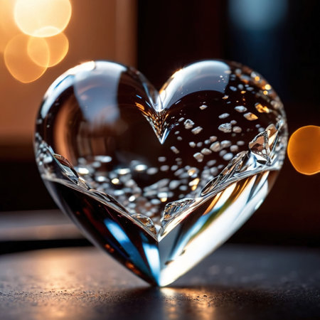 Shattered, broken heart made from glass, fragile romantic relationship that failedの素材