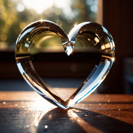 Shattered, broken heart made from glass, fragile romantic relationship that failedの素材