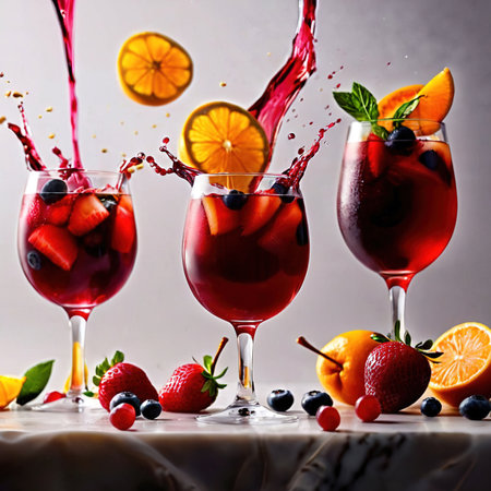 Sangria cocktail, mixed alcoholic drink served in glassの素材