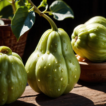 Chayote fresh raw organic vegetableの素材