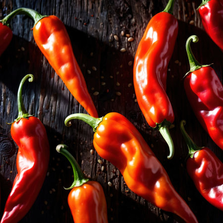 Red chili pepper fresh raw organic vegetableの素材