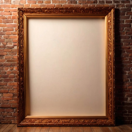 Blank, empty, picture frame written message, hung on room wallの素材