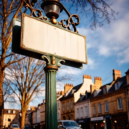 Blank, empty, street traffic sign on roadの素材