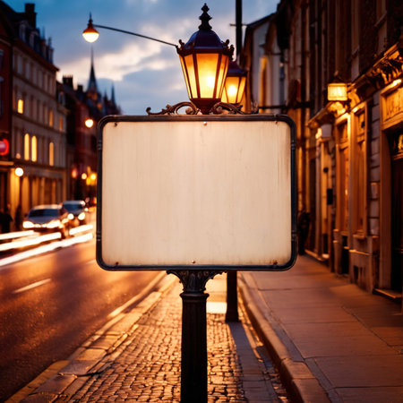 Blank, empty, street traffic sign on roadの素材