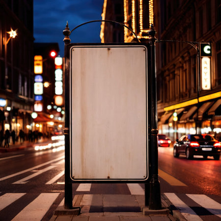 Blank, empty, street traffic sign on roadの素材