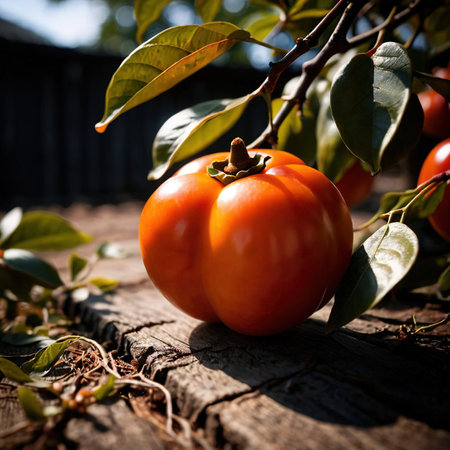 Japanese Persimmon fresh raw organic fruitの素材